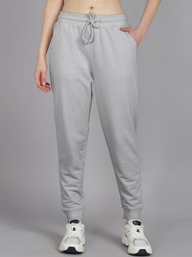 Image of Vogaan Women's Cotton Blend Regular Fit Track Pants | Drawstring Waist Solid Joggers | Super Combed Casual Joggers for Running & Gym