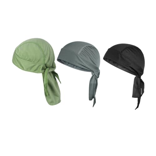SUPVOX 3 Pack Quick Dry Turban Hat Sun Protection for Outdoor Sports Motorcycle Skull Cap Cap Biker Hat Men Women