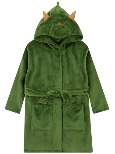 Harry Bear Robe De Chambre, Peignoir Enfant Dinosaure, Peignoir De Bain Enfant Polaire, Vert 5-6 ans