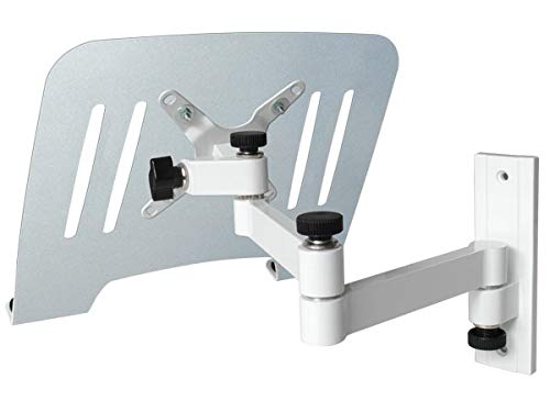 DRALL INSTRUMENTS Soporte de Montaje en Pared para computadora portátil (Aprobado por TÜV SÜD) Blanco con Adaptador de portátil Bandeja de Placa Plata Modelo: L52W-IP3S