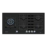 Dimensions compactes : largeur 90 cm pour une planification flexible de la cuisine. La plaque de cuisson à gaz s'intègre harmonieusement dans différents concepts d'encastrement