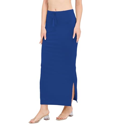 Image of DESI GIRL Satin Shimmer Stretchable Saree Shapewear Petticoat with Drawstring for Women | Mermaid fit Saree Petticoat with Side Slit for Easy Movement | Saree Shaper | Long inskirt