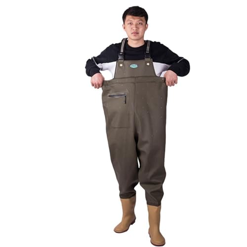 ウェーダー 防水 チェストハイウェーダー 釣り用スーツ 簡単着脱 防水ズボン 長靴 通気性 怪我防止 厚底ソール 滑り防止靴底 フィッシング 田植え 魚市場 水場仕事 渓流 海 田植え 水産業 118緑 26.0 cm
