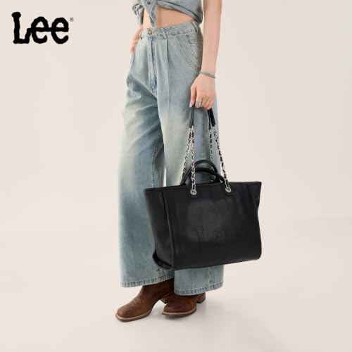 Bolso tote grande de hombro para mujer en cuero vegano miniatura 3
