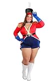 Plus Size Sexy Toy Soldier Costume for Women Military Parade Outfit with Jacket Bodysuit Hat for Holiday or Halloween 3X