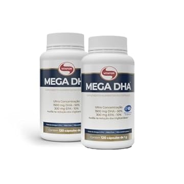 Kit 2X: Mega DHA Ômega 3 1000mg Vitafor 120 Cápsulas (A embalagem pode variar)
