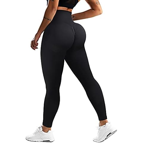 OMKAGI Women's Scrunch Butt Lifting Leggings High Waist Yoga Pants TIK Tok Leggings Gym Tights(M,Black-588) Cover