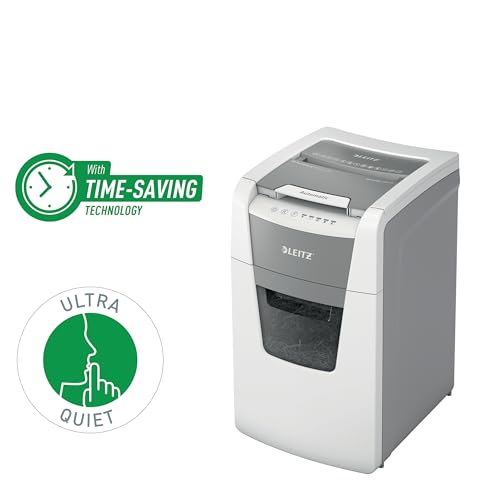 Leitz IQ Autofeed Destructora de Papel de Corte Transversal P4 para Oficinas Pequeñas, Automática, 150 Hojas, Papelera de 44 Litros, Blanca, 80130000 - imagen 2