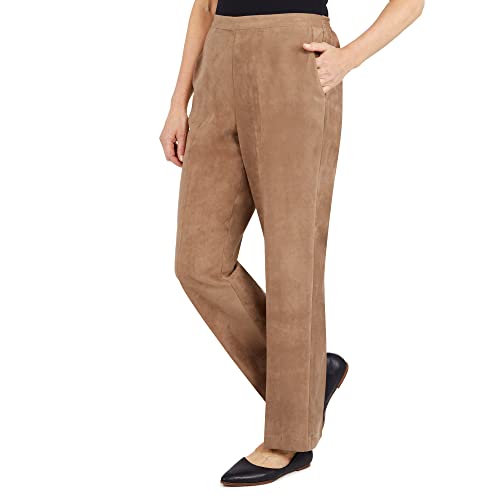 Alfred Dunner Women's Petite Womens Suede Pull-On Straight Leg Pant in Short Length3