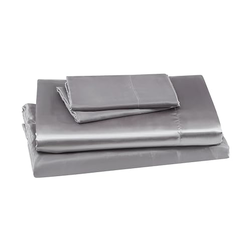 Beatrice Home Fashions 100% Polyester Satin Queen Sheet Set, Silver