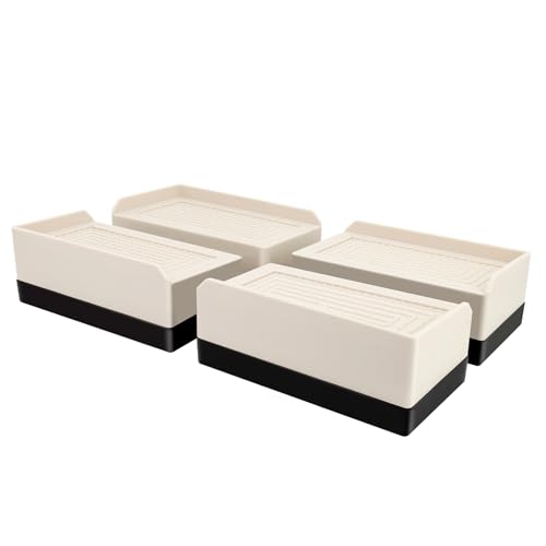 Yinnhom テーブル 高さ調整 机 4cm上げる こたつ ソファ ベッド デスク 椅子 高さを上げる足 家電・家具高さ調節器具 テーブル 脚 継ぎ足し こたつ足 耐荷重1000kg 4個セット 長方形 L型 2段式 ベージュ