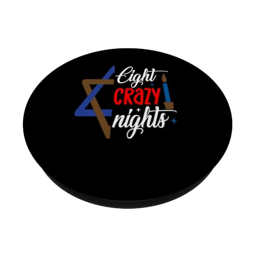 Funny Eight Crazy Nights Jewish Holiday Hanukkah Chanukkah PopSockets Swappable PopGrip, Black - Image 2