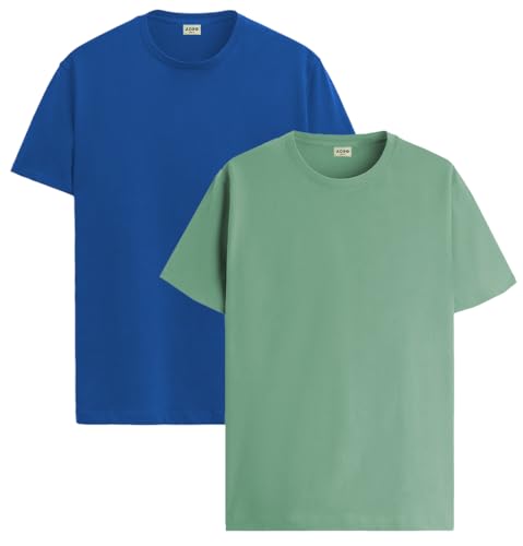 Image of ADRO Men's Cotton Regular Fit Combo Plain Solid T-Shirt Pack of 2