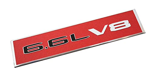 Image of SSDD 2pcs 6.6L V8 Emblems Metal 6.6 Liter V8 Flat Badge 3D Decal Replacement CH-6.6L V8 CH-6.6L V8