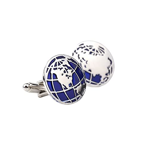 Mancuernillas Daesar con diseño de globo plata y azul miniatura 1