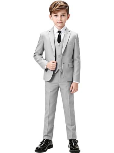 Image of Suit for Boy Formal Slim Fit Tuxedo 5 Pieces Kids Toddler Wedding Outfit Blazer Pants Vest Set Boys Suits