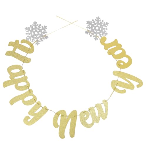 OUNONA Decoración para Fiesta de Año Banner Colgante Festivo y Topper para Tarta Diseño Clásico para Hogar Oficina y Jardín para Ambiente Alegre y Fotos Familiares