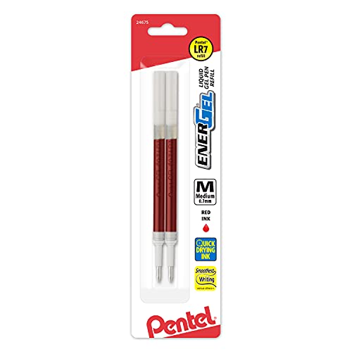 Pentel cartouche encre EnerGel Lancelot 0.7mm pointe métal moyen rouge 2 pack