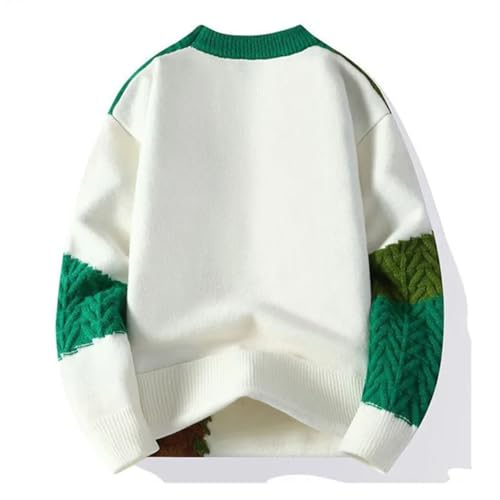 Men Winter Sweater Patchwork Pullovers Thick Warm Harajuku Loose O-Neck Knitted Sweaters3