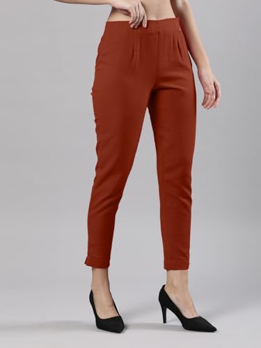 Image of Femmora Comfortable Fit Solid Straight Pant, Breathable Cotton Fabric with Side Zip Button Closure, for Women, Pack of 1