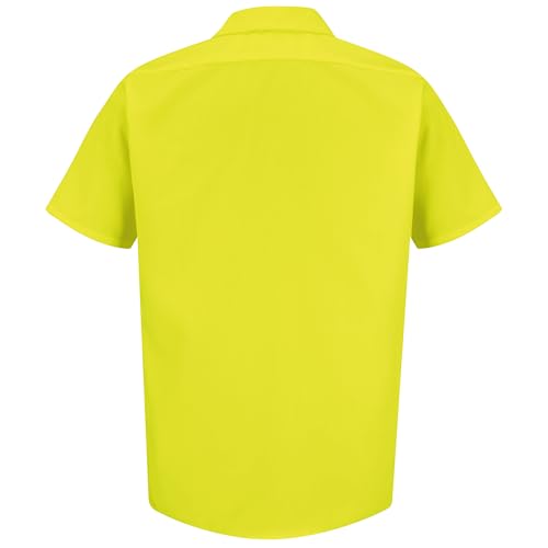 Image of Red Kap Men's Enhanced Visibility Work Shirt, Fluorescent Yellow /Green, 2X-Large Long