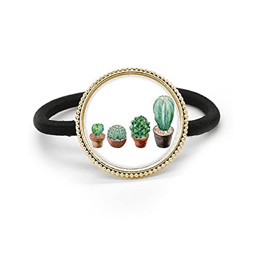 Chouchou en métal argenté avec motif cactus élastique caoutchouc pour femme