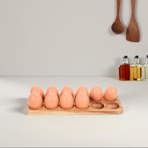 Huevera de madera rectangular con 12 cavidades para almacenamiento de huevos 6