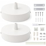 LongZYU 2 Pcs Baldachin Lampe, 100mm Metall Deckenrosette, Deckendose Weiß