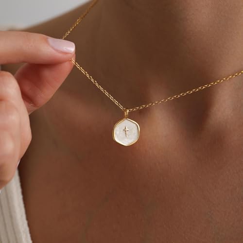Cross Necklace for Women Trendy,Dainty 14K Gold Plated Cross Pendant Cute Choker Necklace Simple Sideway Cross Necklaces for Women Gold Jewelry Baptism Gifts4