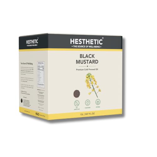 Image of HESTHETIC Cold Pressed Black Mustard (Rai) Oil 15L Bag-in-Box | Pure Kali Sarson Rai Ka Tel | Natural-Aroma Unrefined Cooking Oil for North Indian & Bengali Cuisine | German-Tech Single-Screw Press