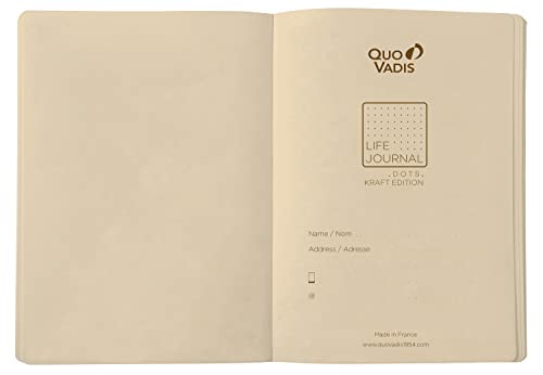 Quo Vadis - Collection: Life Journal Notebook 21 Dots Kraft Stitch with Elastic 15 x 21 cm - Multilingual Edition - Praline - Image 2