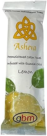 Asheva - 8" x 9" Individually Wrapped Moist Cotton Hot/Cold Refreshment Towel (Lemon, 50 Pack)