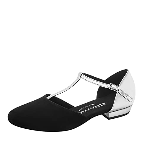 Rummos Femmes Chaussures de Danse Carol 024-009 - Cuir/Nubuck Noir/Argent - Largeur régulière - 2...