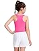 JOCMIC Girls Tank Tops Athletic Tanks with Built-in Bra Double-Lined Racerback Workout Crop Tops for Sports Yoga Hot Pink 7-8 Years
