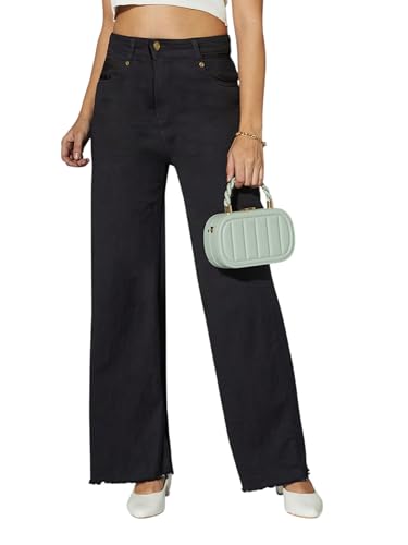 Image of Miss Chase Women's Wide-Leg High-Rise Regular-Length Stretchable Shaping Denim Jeans