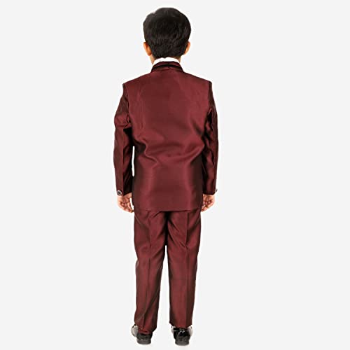 Image of Pro-Ethic Style Developer Boy's 5 Piece Suit Set | Coat, Pant, Tie & Shirt | Cotton Checked Pattern