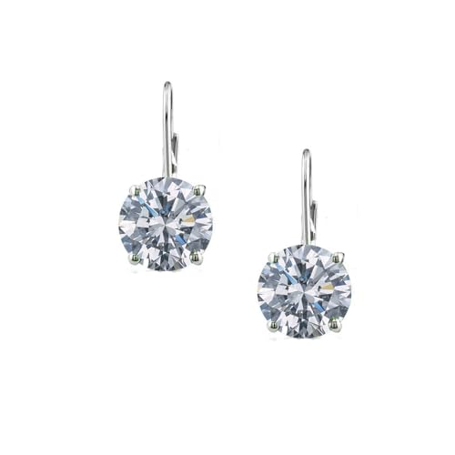 Savlano Rhodium Plated 7MM Solitaire Cubic Zirconia Leverback Round Cut Drop Earrings – Dangle Earrings for Women Comes with Savlano Gift Box2