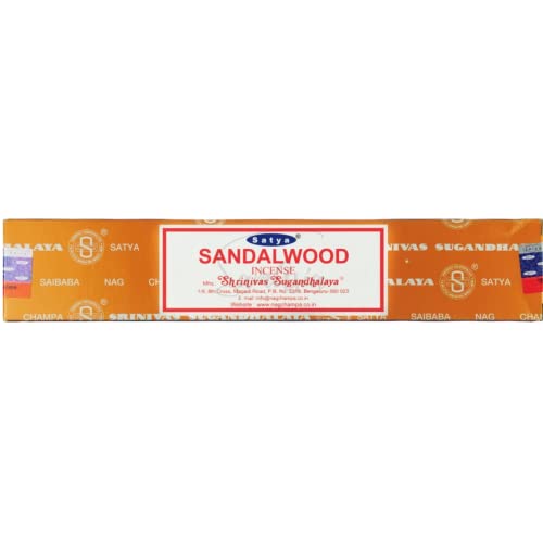 Satya Nag Champa Sandalwood Incense Sticks | x1 pack | comes with SAMASIA bookmark | Incense can be used for Aromatherapy Spa Yoga Weddings Meditation Healing Positivity and Relaxation