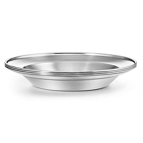 image for Wealers Stainless Steel Plate Set - 8.5 inch Ultra-Portable Dinnerware