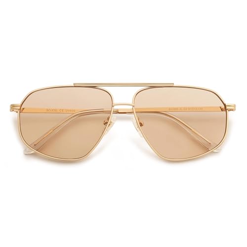 Image of SOJOS Retro Hexagon Aviator Sunglasses for Women Men Trendy Vintage UV400 Protection Shades SJ1200
