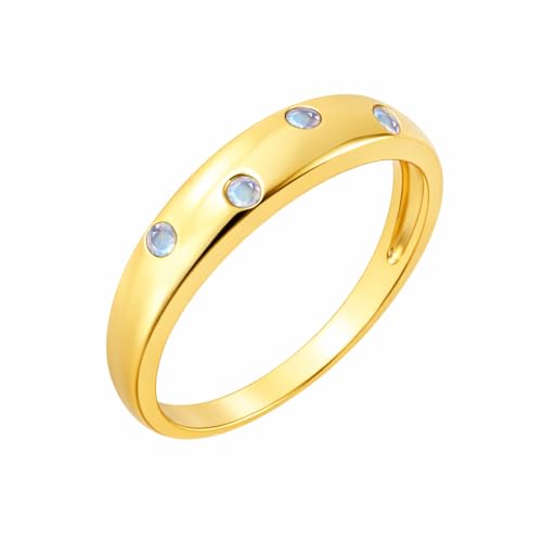 Bague pierre de lune argent anti-ternissement plaqué or taille 8,5
