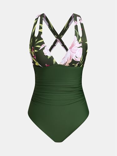 Image of CUPSHE Women's One Piece Swimsuit Tummy Control Deep V Neck Double Straps Crisscross Back Tie Bathing Suit