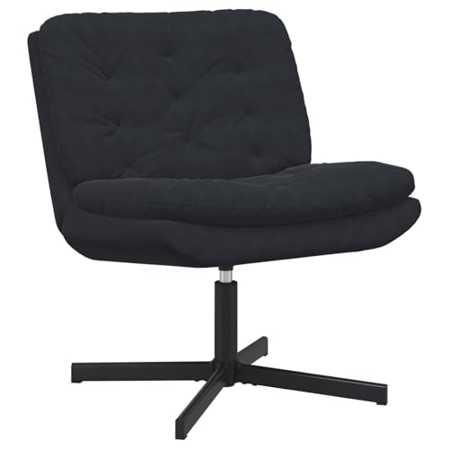 Mokuyary Silla de relajación giratoria negra 63 x 75 x 76 cm Silla de relajación de terciopelo, silla para relajarse, sala de estar, hogar, oficina, dormitorio