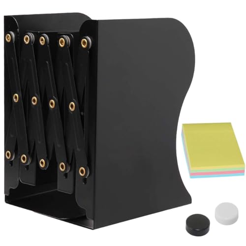 Book Ends,DARUITE Metal Bookends,Adjustable Non-Skid Heavy Duty Book Stopper, Bookends Holder for Shelves,Decorative Book Dividers for Library Home Classroom School Office(Black)