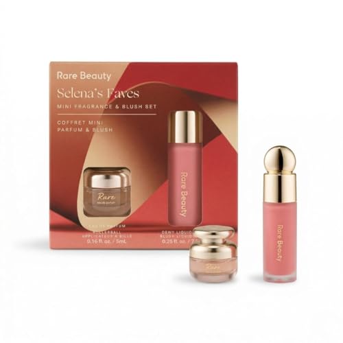 Rare Beauty Selenas Faves Mini Fragrance & Blush Set - EAU De Parfum Rollerball (.16 Fl Oz) and Liquid Blush in Happy (.25 Oz)