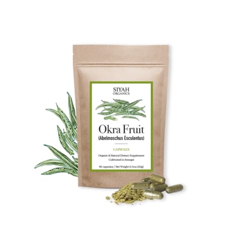 Siyah Organics Okra Fruit Capsules - Healthy Pregnancy & Fetal Development - 100% Natural & Organic - Handmade Herbal Supplement - 60 Capsules