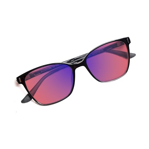 Image of Clarte Jet Black FL-41 Glasses - Advanced Migraine Relief & Light Sensitivity Eyewear, Blue Light Filter, Rose Tint Glasses, Comfort Fit, Unisex, UV Protection