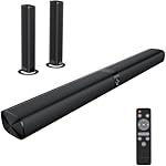 Sound Bar for Smart TV, Soundbar with Bluetooth/ARC/Opt/AUX Connect, Auto Volume Boost, 3 Equalizer Modes, 2 in 1 Detachable Soundbar for TV/PC/Gaming/Projectors