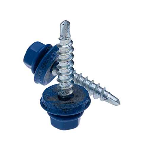 4.8 mm x 35 mm Roofing Screws, Hex Head Self-Drilling Multi-Color (RAL 5010 Gentian Blue) Roof Screws with EPDM Sealed Washer - Image 2