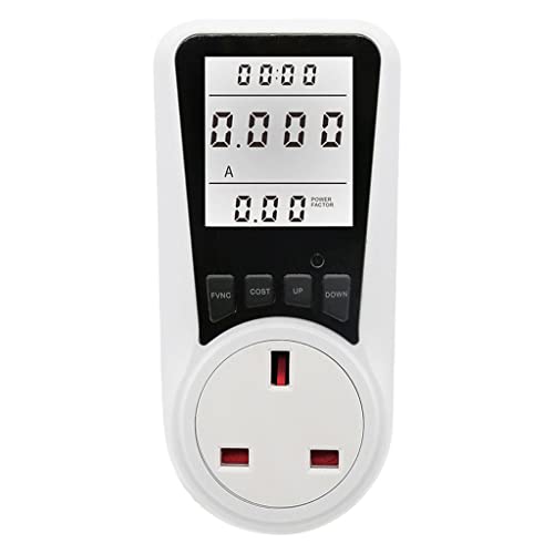 Monitor Energy Usage and Save Money | Large Display Electric Wattmeter Plug | Voltage Indicator LCD Power Meter - UK Standard